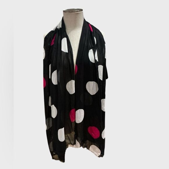 Talbots Pink White Polka Dot Scarf 100% Viscose NEW - Picture 1 of 5